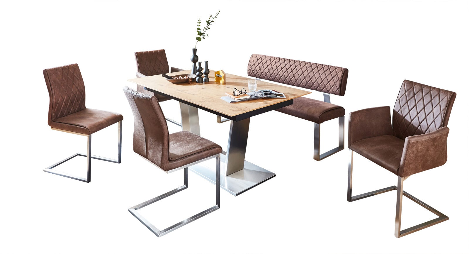 MONDO Bank MOKA II-KG CREAM edelstahl /hellbraun
