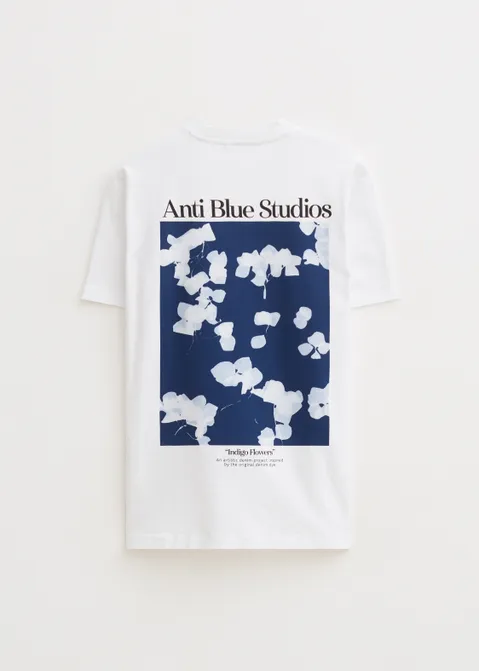T-shirt met print cyanotype wit (WIT)