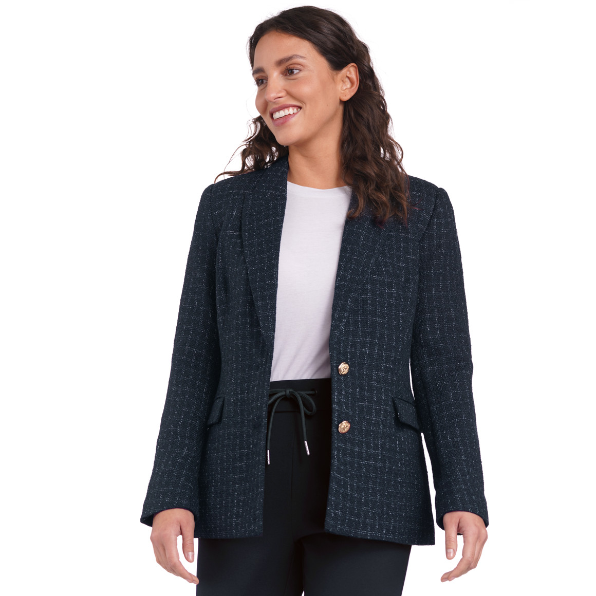Gina Benotti Damen Blazer in Bouclé-Optik dunkelblau