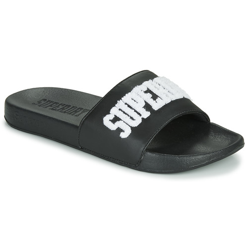 Superdry - HIGH BUILD LOGO POOL SLIDE - Noir