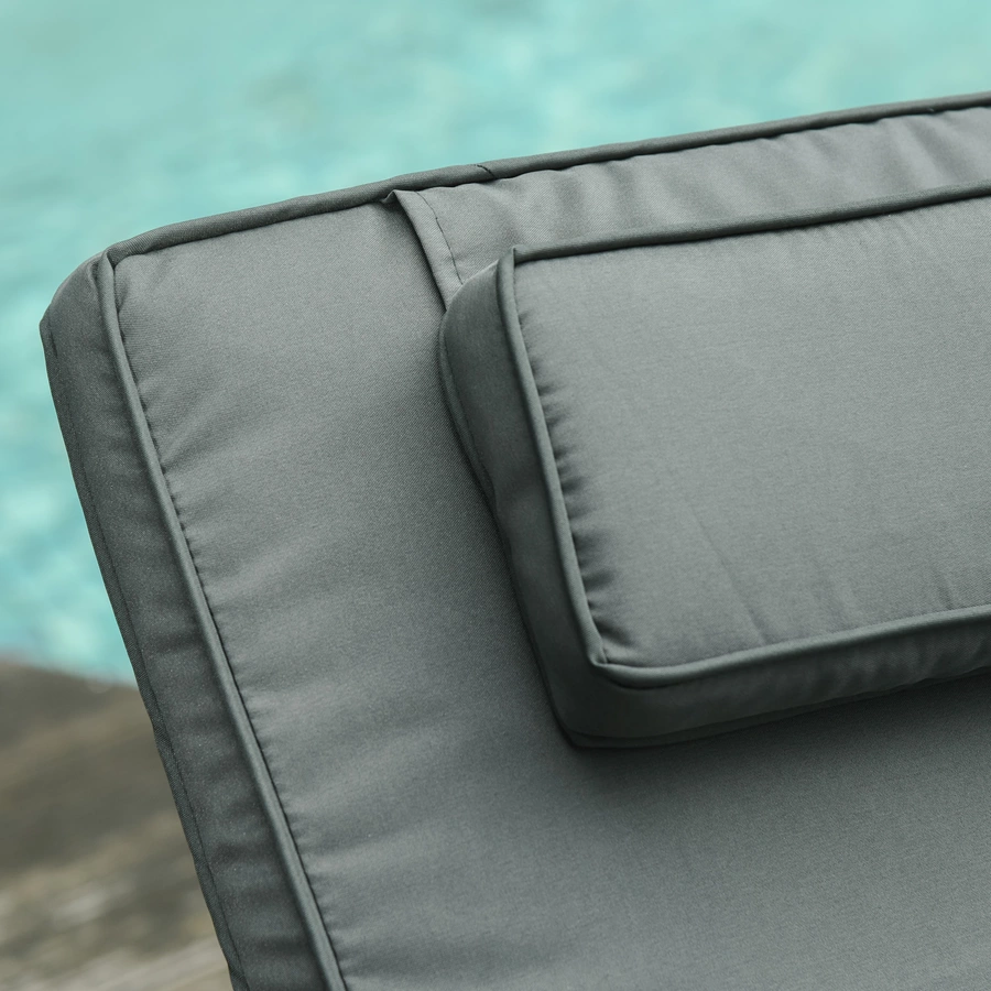 Outsunny Rattan Sonnenliegen mit Tisch grau