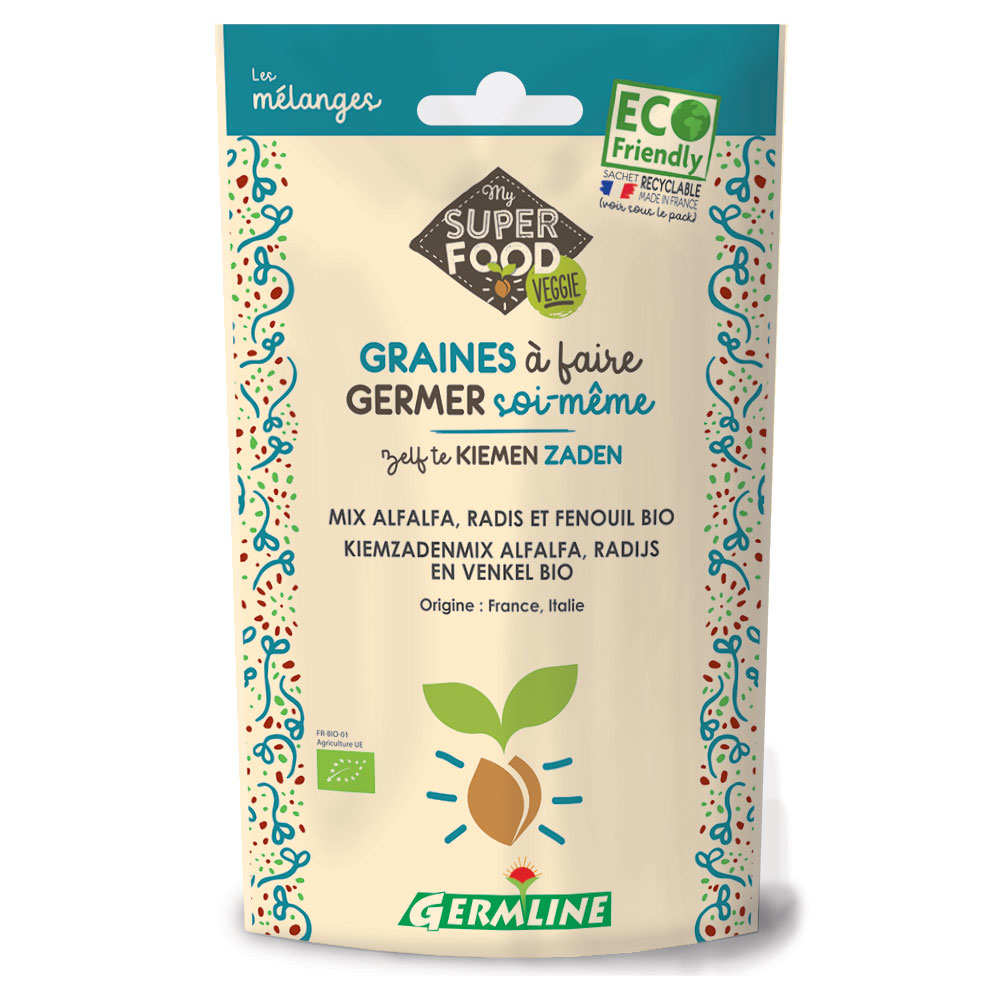 Alfalfa, radis et fenouil bio - Graines à germer