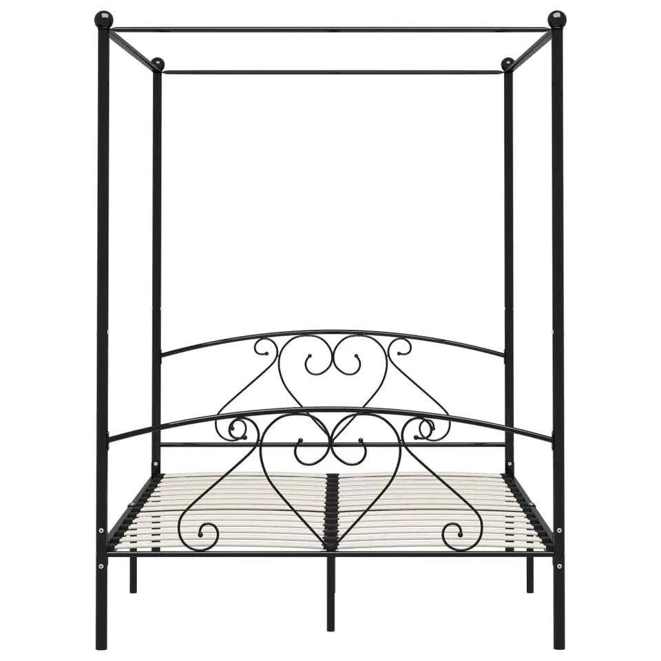 vidaXL - Hemelbed met hoofdbord - Zwart - Metaal - 160x200 cm