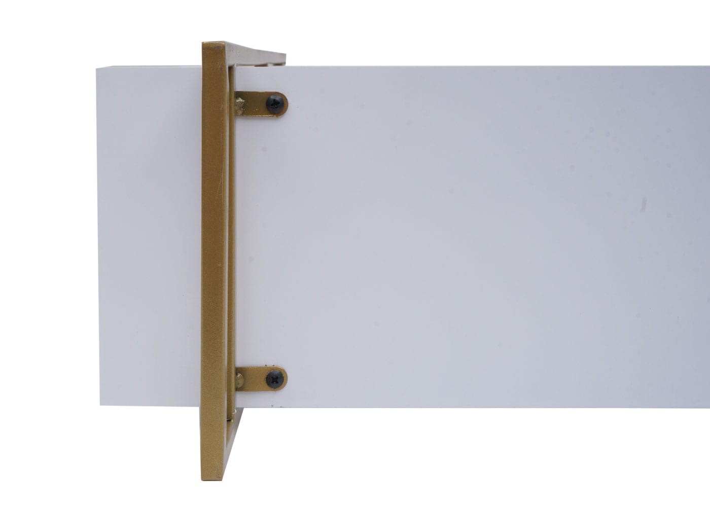 Wandregal MCW-K78, Hängeregal Schweberegal, 3 Regalböden Metall Massiv-Holz Industrial 60x60x18cm ~ weiß, Metall gold