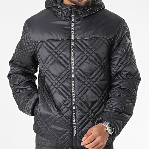 Doudoune Capuche Logo Piping 75GAUD03 Noir