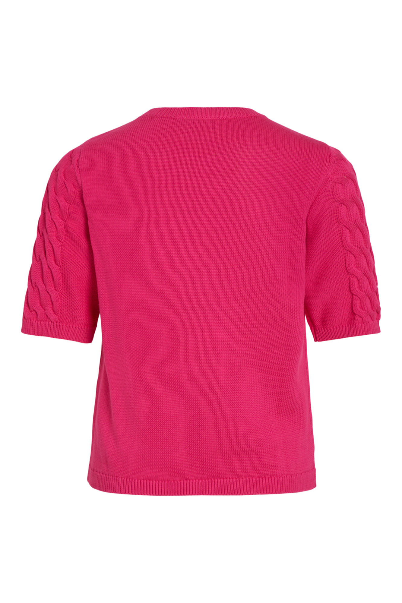 Suéter de tricô com mangas curtas - Rosa