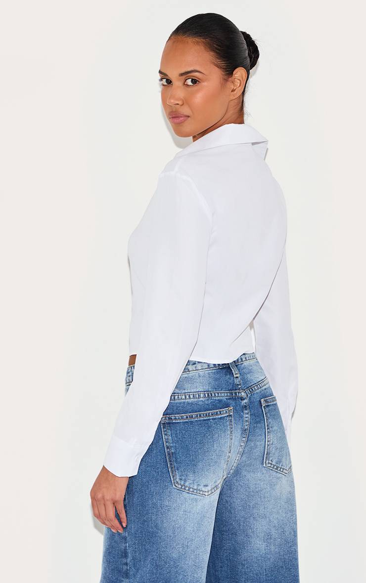 Blanc Chemise Asymétrique Froncée Avec Boucle