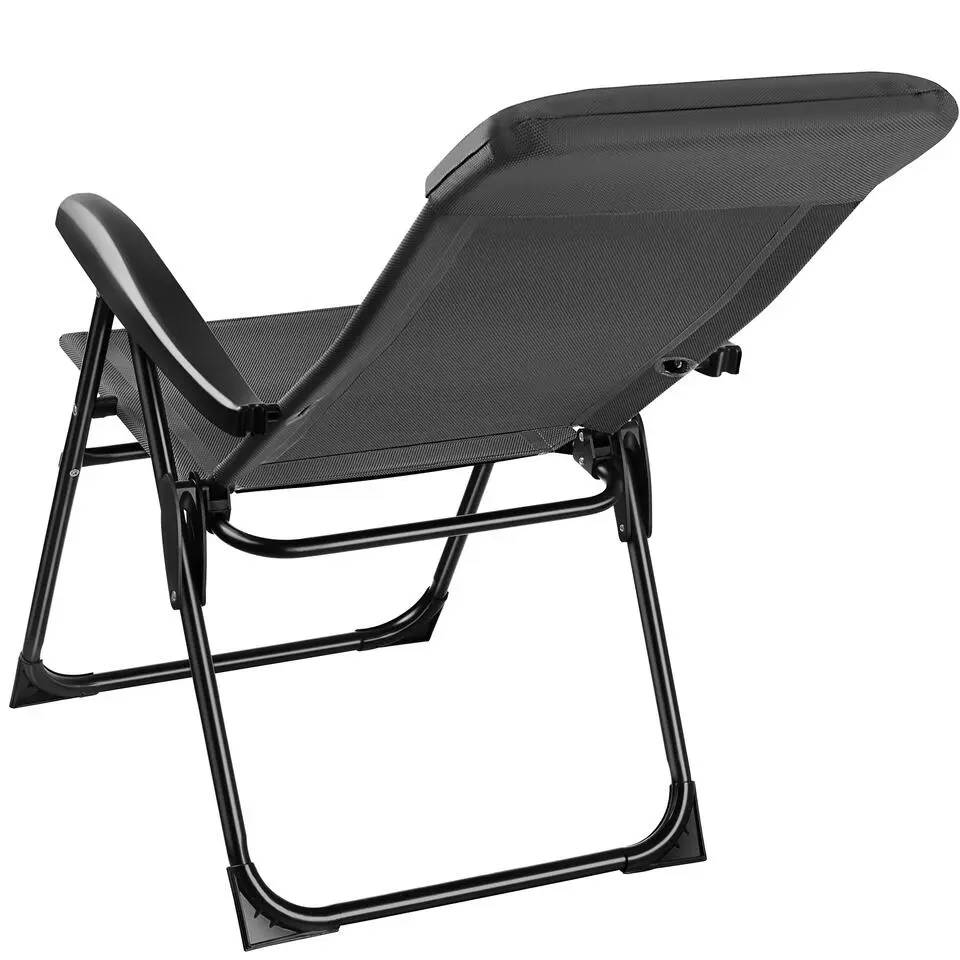 tectake Inklapbare campingstoel Müritz met hoofdkussen, aluminium, Antraciet
