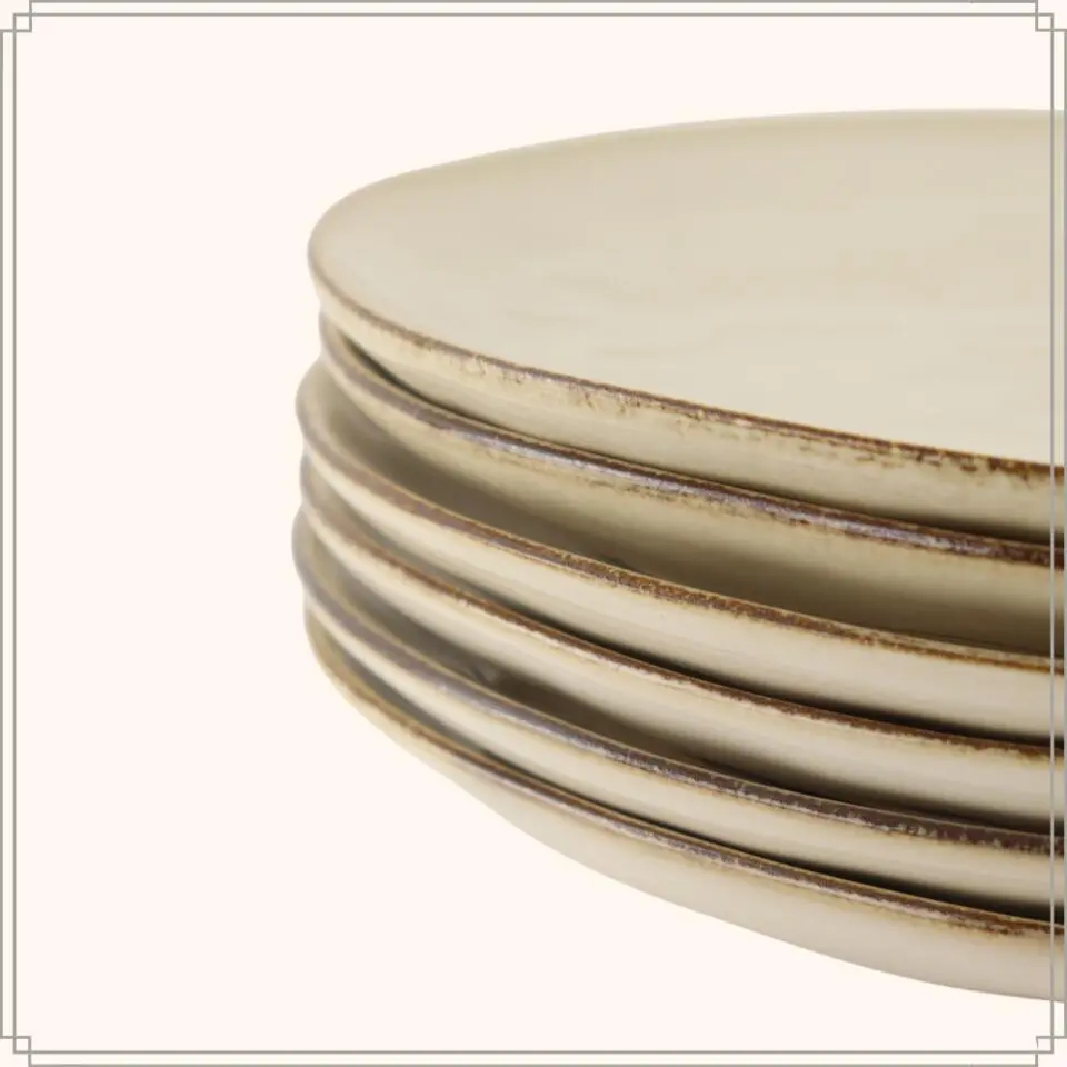 OTIX Serviesset 18-delig Bordenset 6-persoons Beige 21cm Keramiek MAPLE