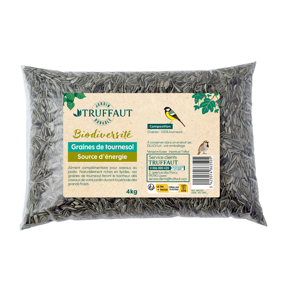 Graines de tournesol pour oiseaux du jardin - 4 kg