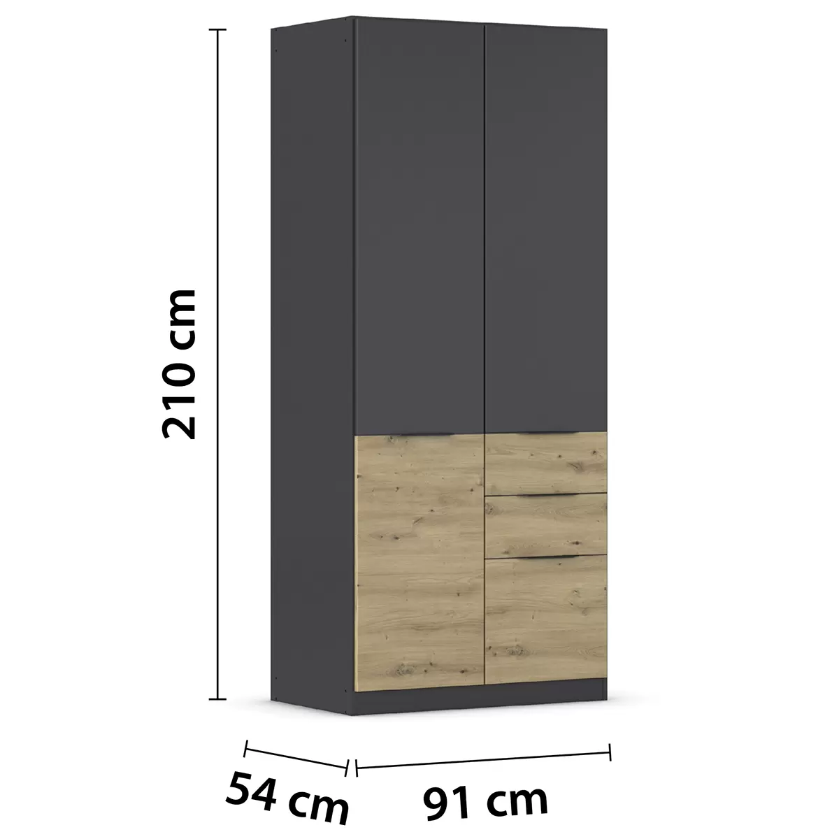 Kleiderschrank 2trg. Max-Extra anthrazit,Artisan Eiche