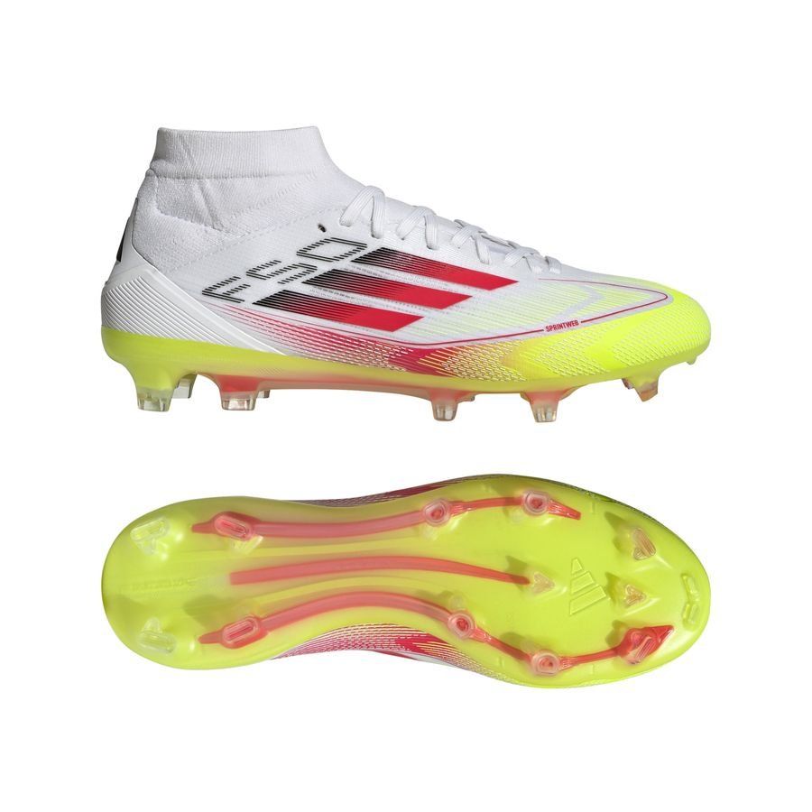 adidas F50 Pro Mid FG Pure Victory - Blanc/Lucid Red/Jaune Femme