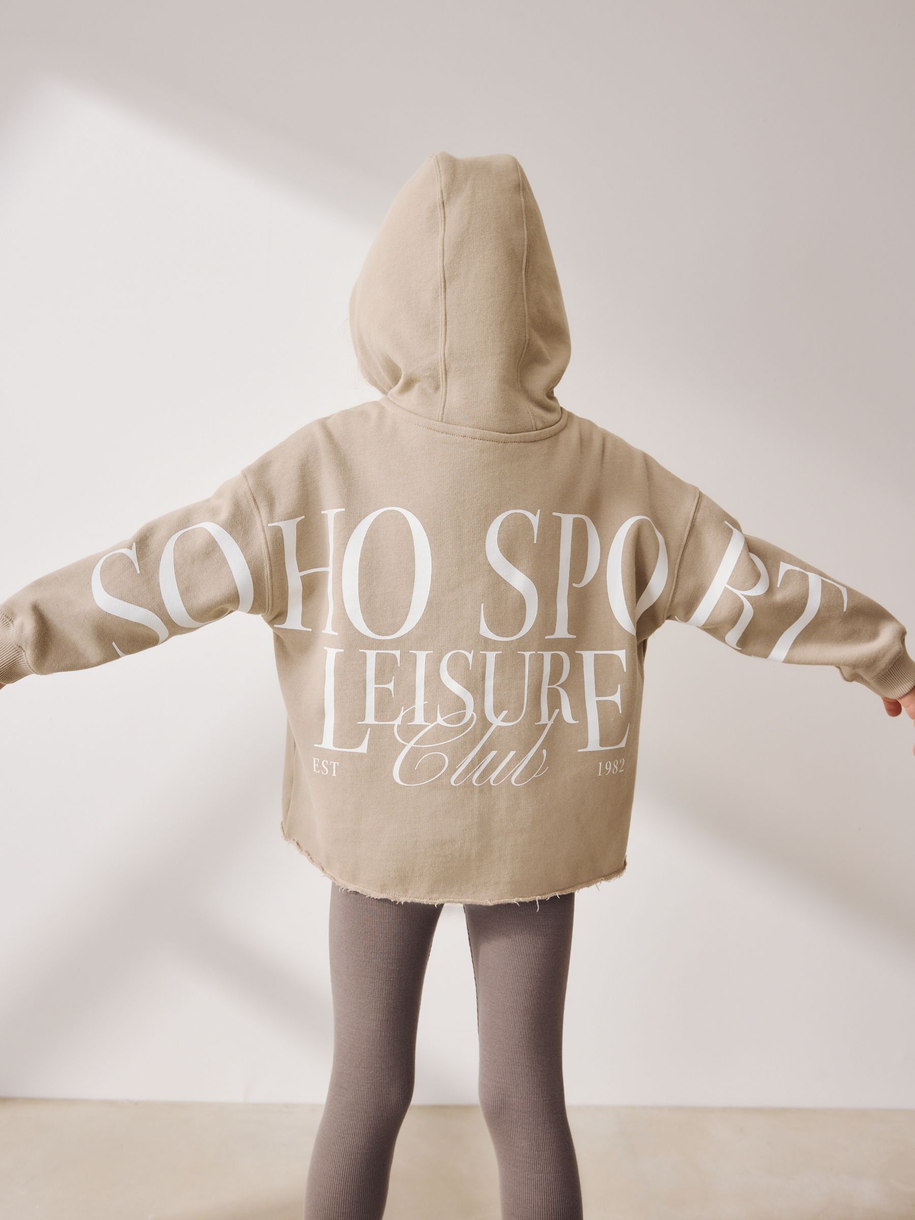 Beige - Set van hoodie en legging met slogan (3-16jr)