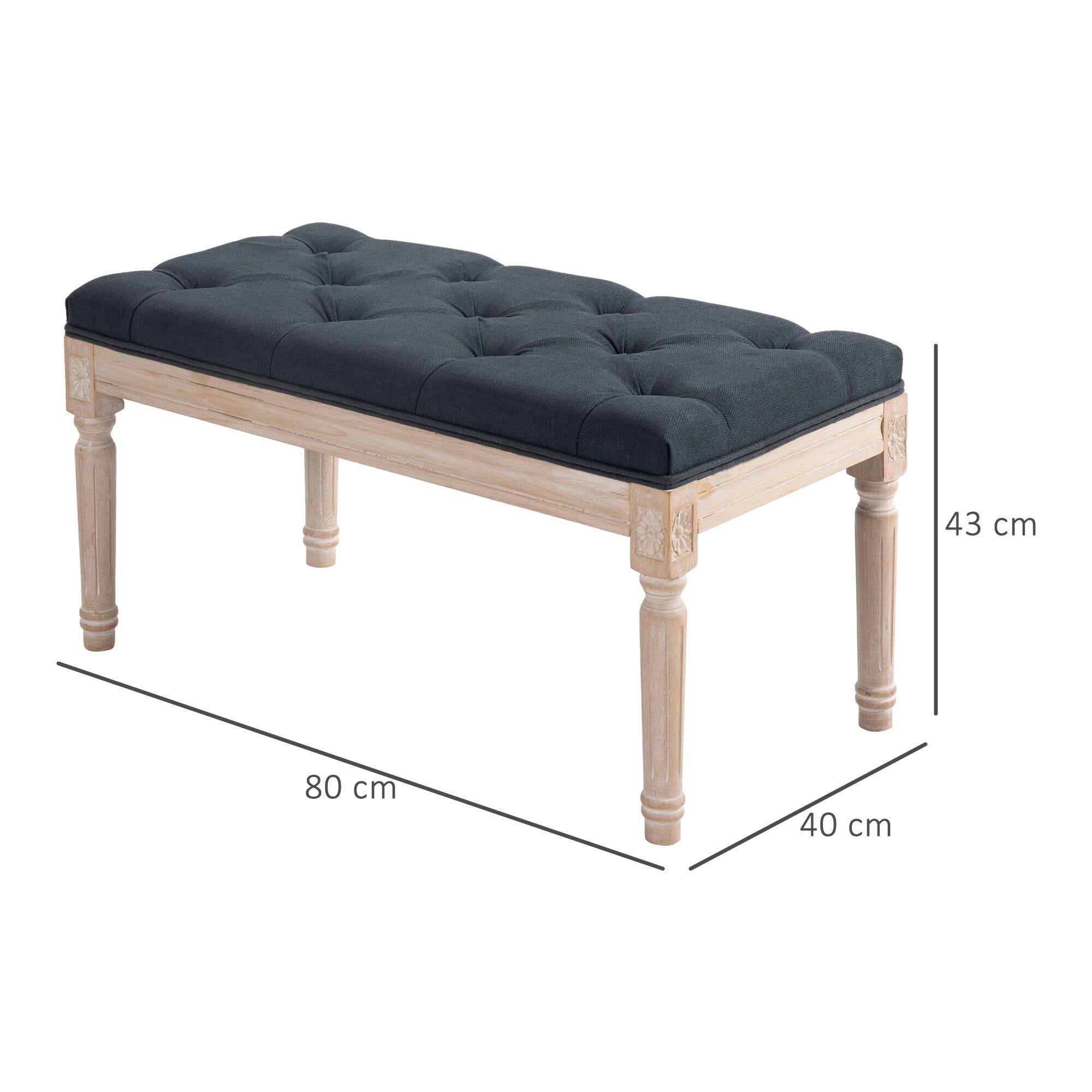 HOMCOM Bettbank mit Knopfheftung grau 80L x 40B x 43H cm