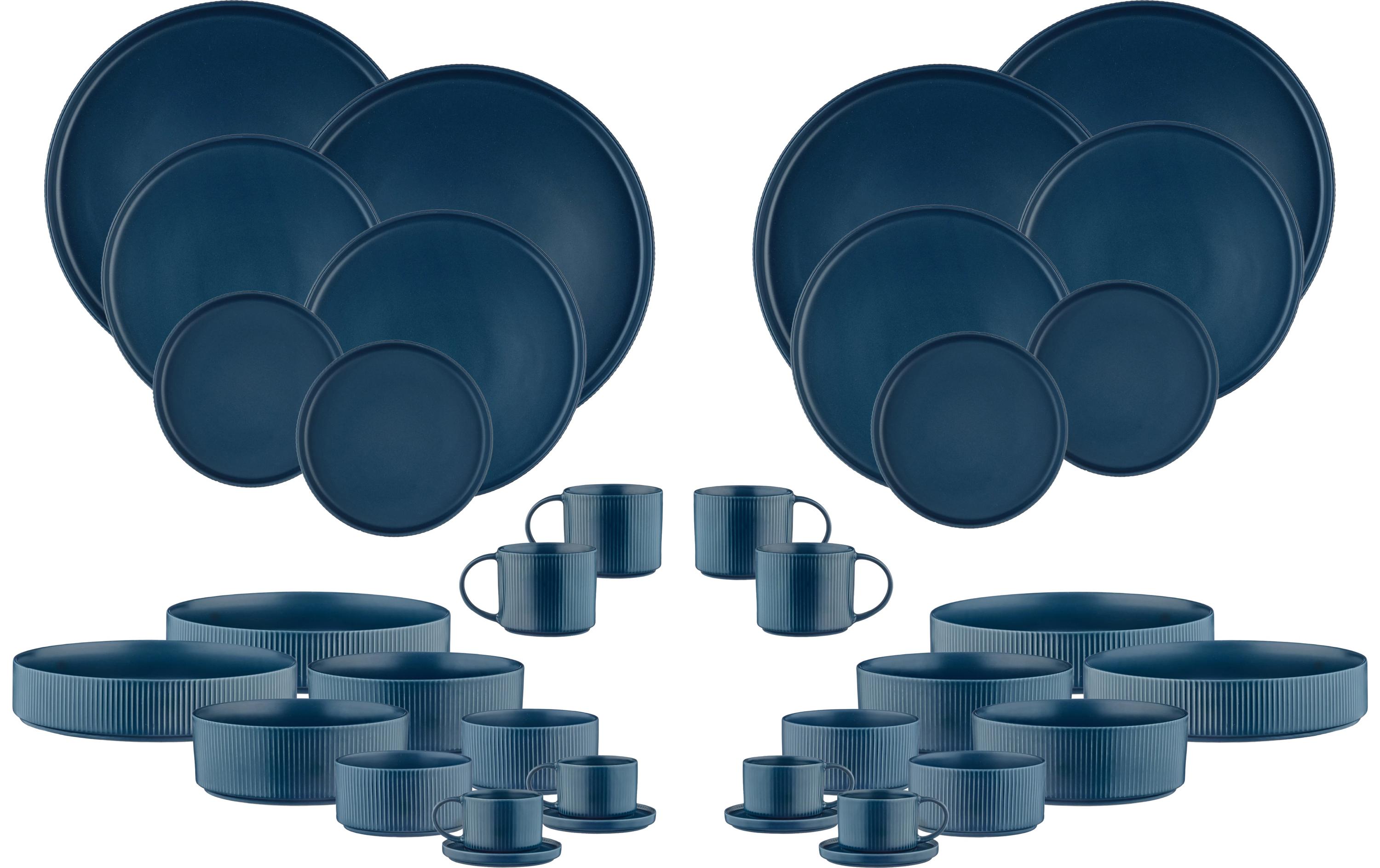 Speise-Service Scandi, 36-teilig, Marineblau<br>Komplettes Geschirr-Set