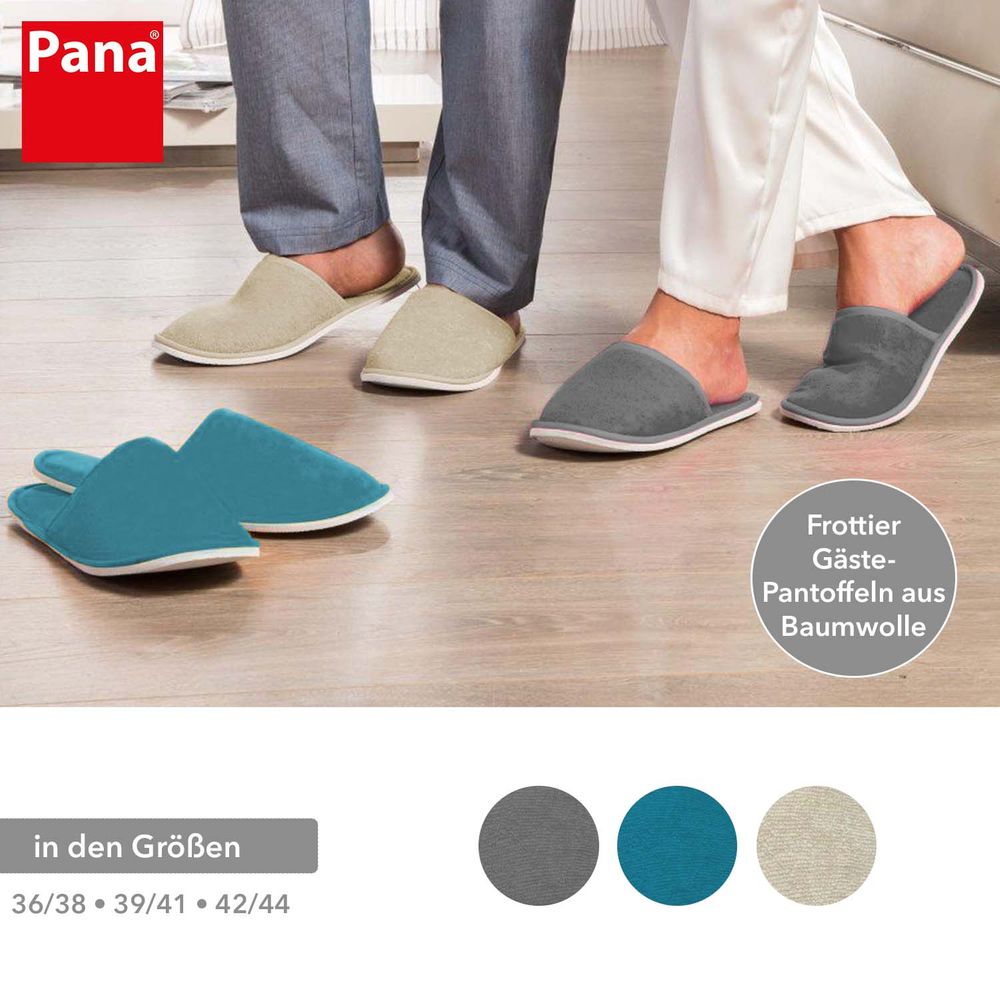 PANA® Frottier Gästepantoffeln Unisex Baumwolle • Badepantoffeln • Slipper • Hausschuhe • Hotelslipper • Einwegslipper • Gästeschuhe • Frottierslipper •mit Rutschfester Sohle • versch. Farben & Größen