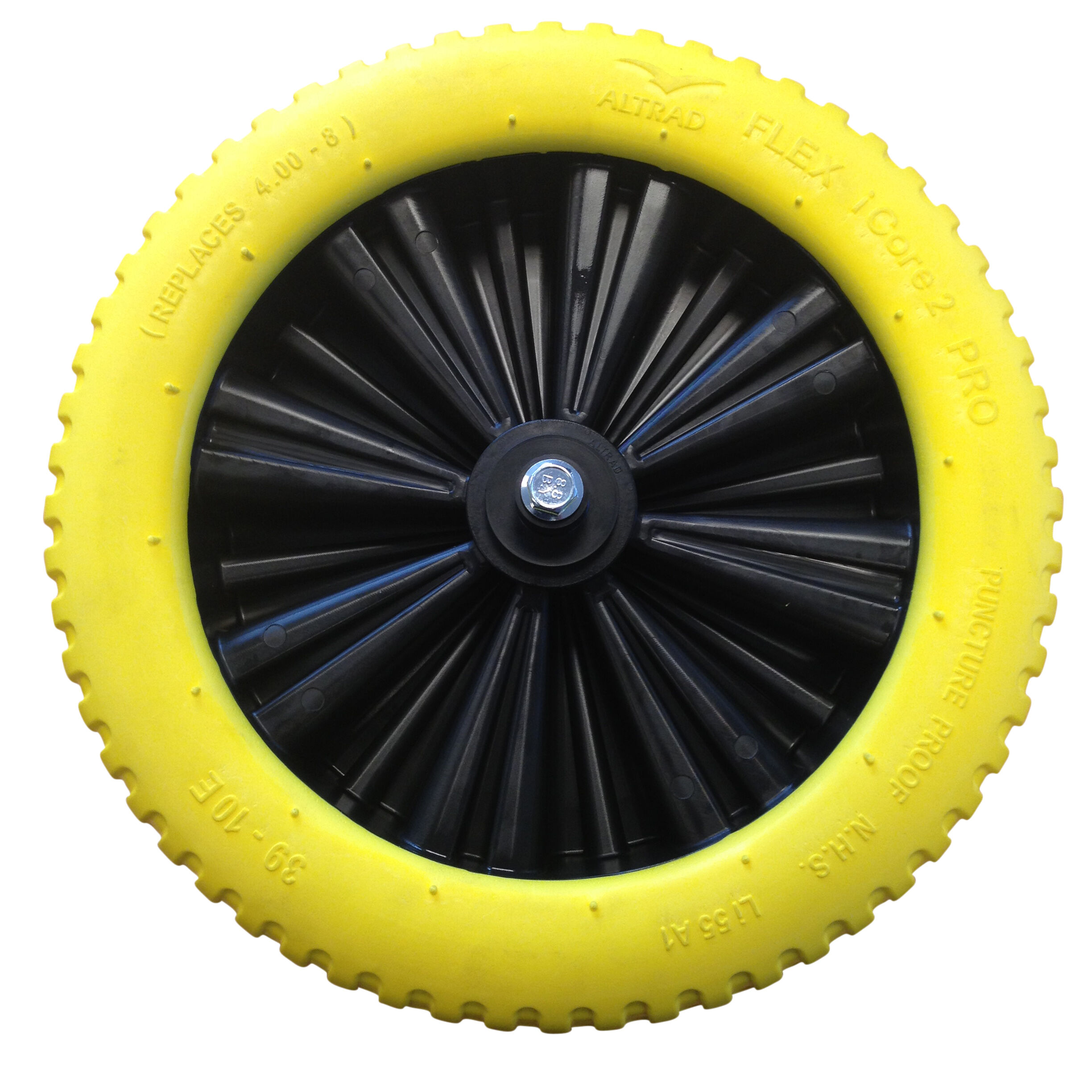 FORT - Anitlekwiel Icore Kruiwagenwiel - 13 cm as - Geel - 13 cm