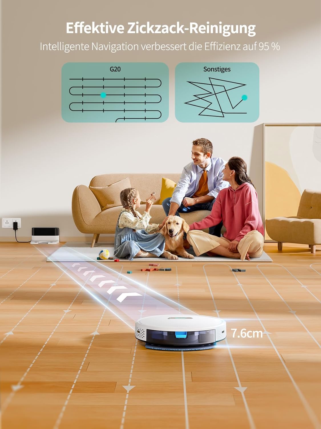 HONITURE Saugroboter mit Wischfunktion, G20 Staubsauger Roboter mit 4000Pa Starke Saugkraft, Kehren Saugen Wischen 3 in 1 Roboterstaubsauger, für Tierhaare, Teppiche, Hartböden, Sprach, Fernbedienung