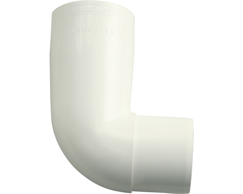 Marley afvoerbocht, kunststof, rond, 87 graden, verkeerswit RAL 9016, nominale breedte 53 mm