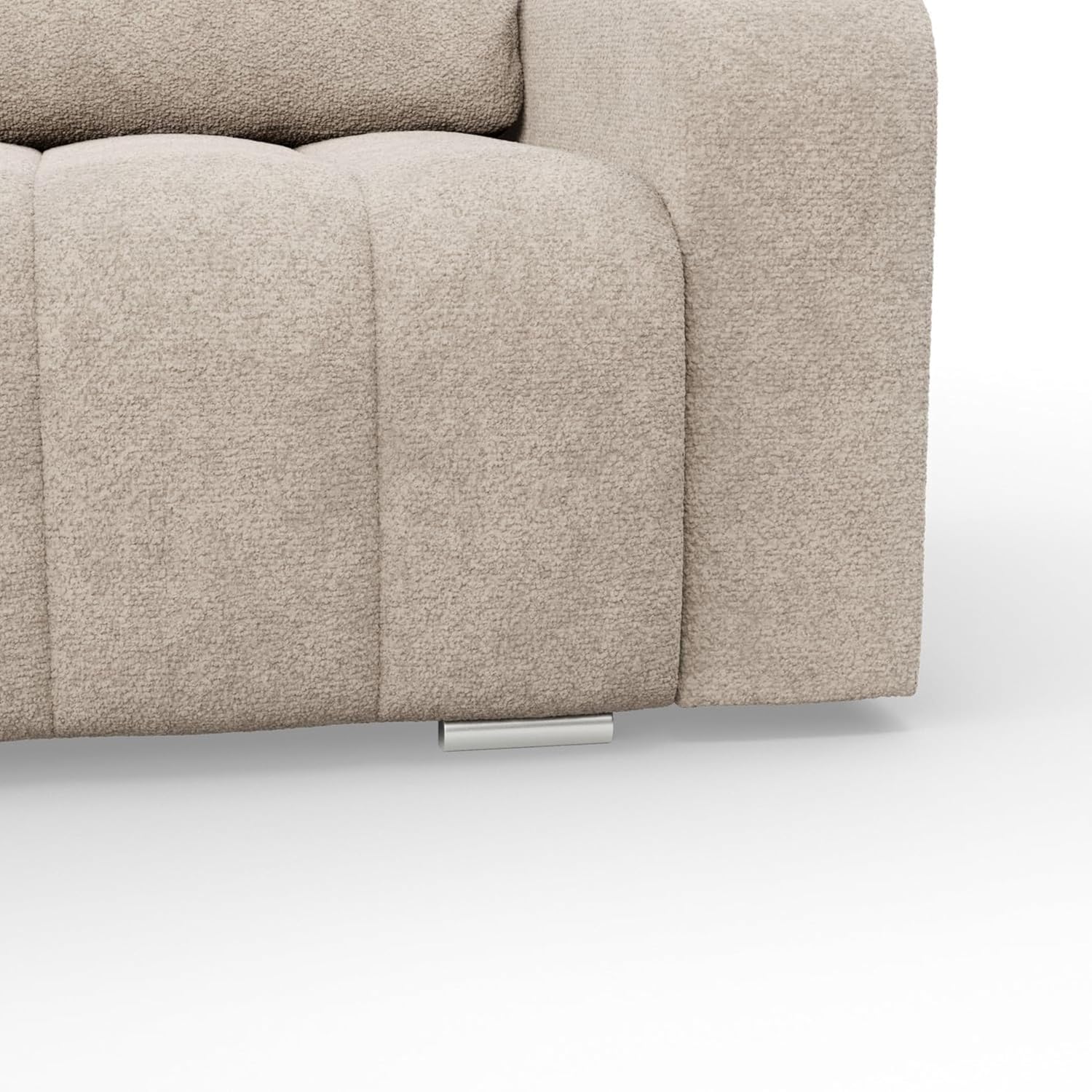 Mebligo - Ecksofa mit Schlaffunktion und Betkasten 237 cm Breit Abrielle, Eckcouch Universelle Form, Sofa mit Bonell Federkern, Couch Wohnzimmer, Ecke Sofa - Beige (Abriamo 03)