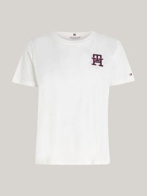 Camiseta moderna com gola redonda e monograma TH