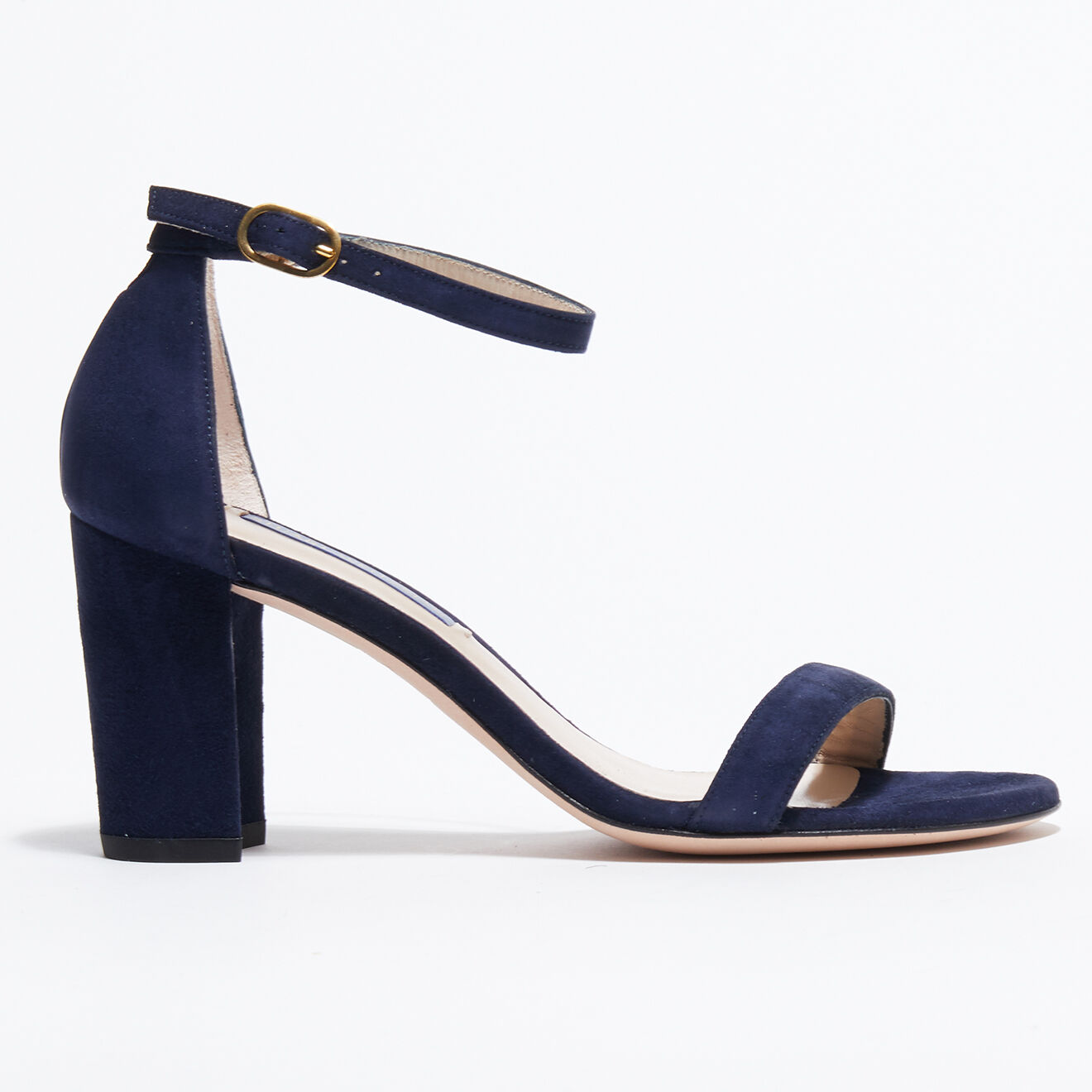 Stuart Weitzman Sandales en Velours de Cuir Nealynude bleu marine - Talon 8 cm