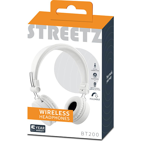 STREETZ BT200 trådløse on-ear høretelefoner - hvid