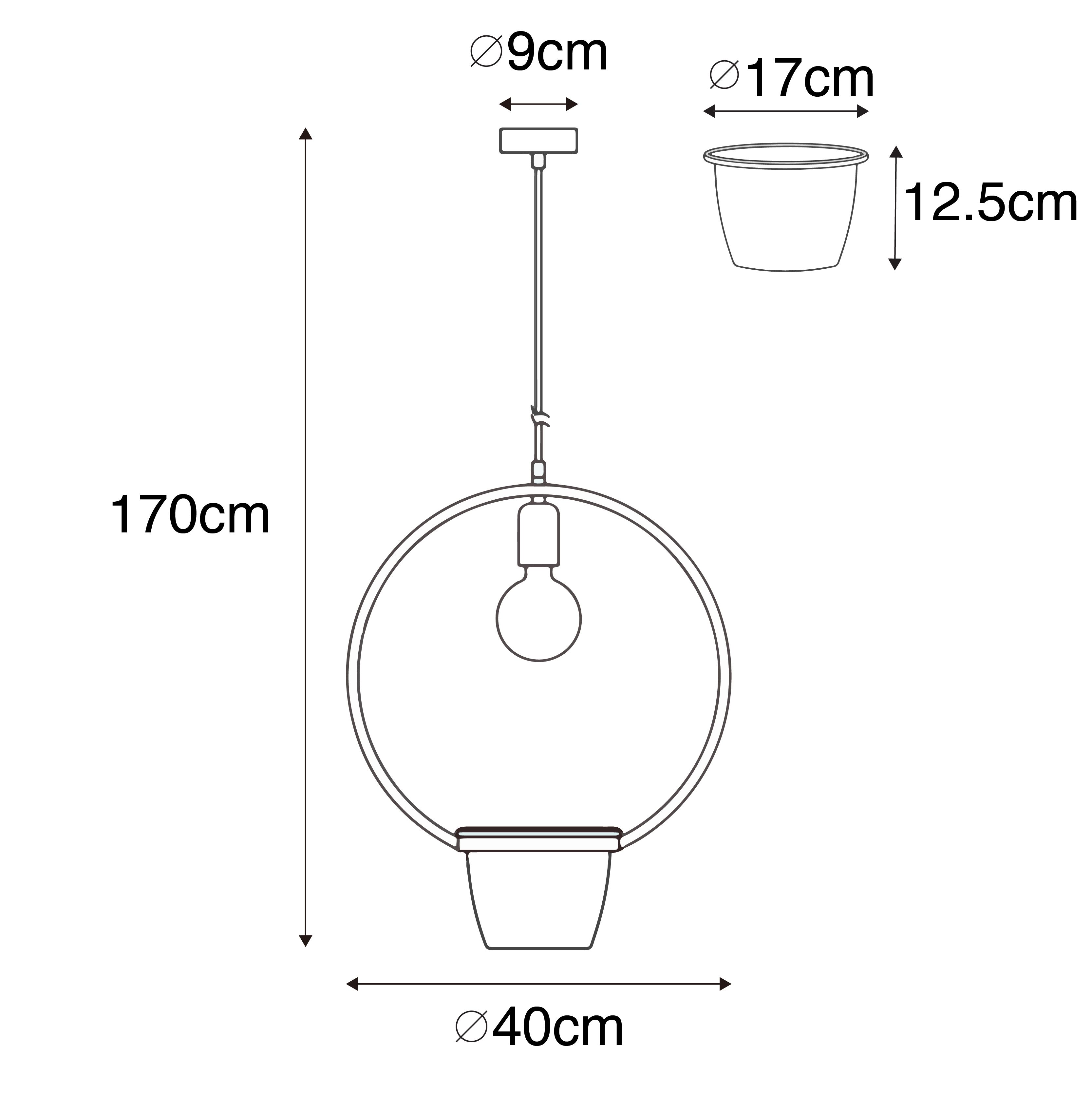Moderne hanglamp zwart met glas rond - Roslini