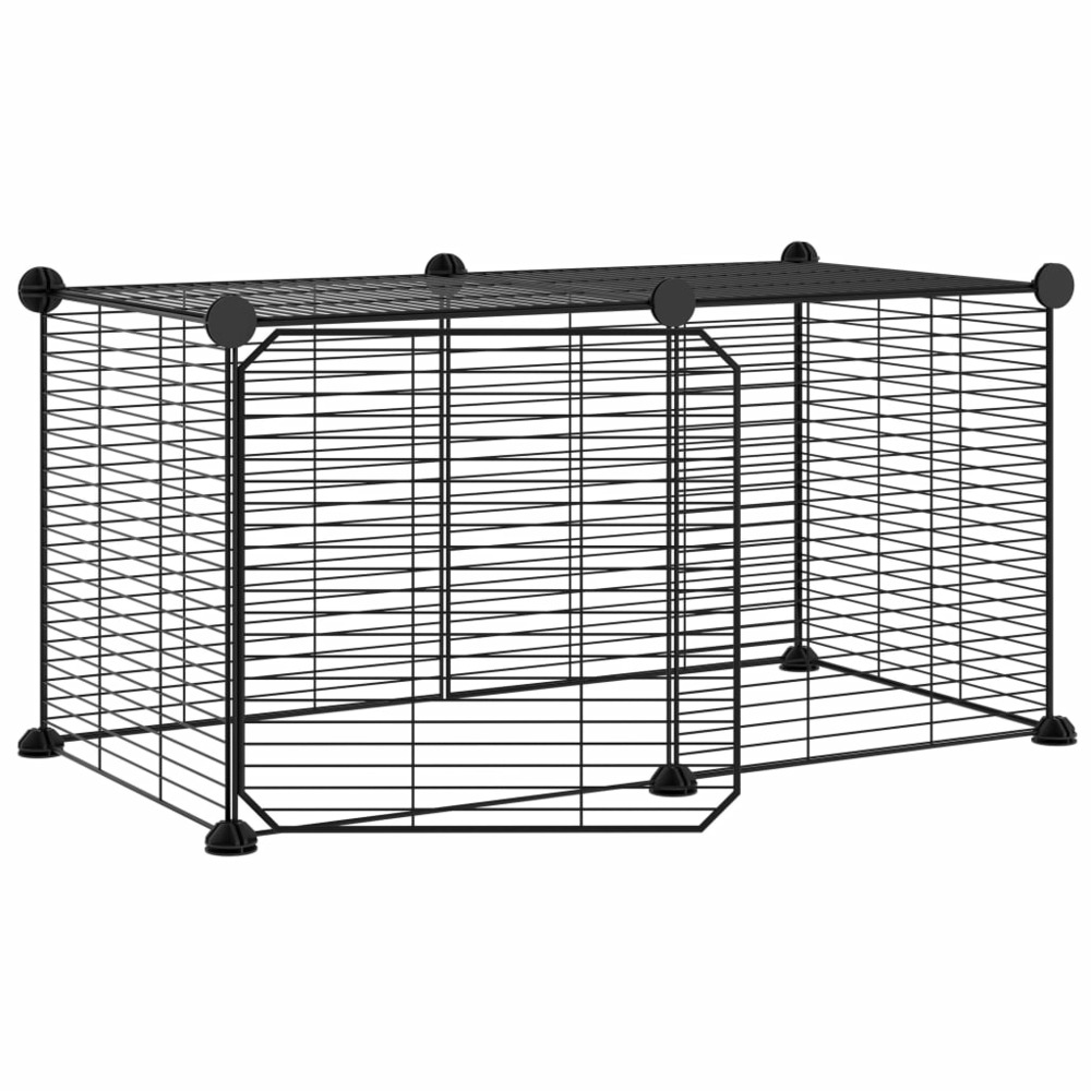Cage animaux de compagnie à 8 panneaux et porte noir 35x35 cm