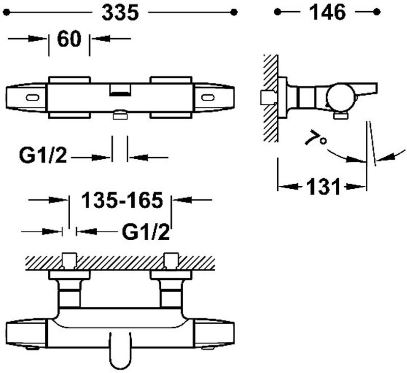 Tres - Over-Wall - Thermostatische Mengkraan - Chroom