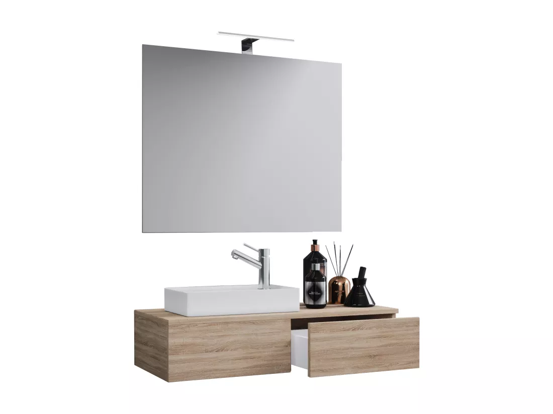 3pcs Plan de toilette Lavabo Gudas Miroir
