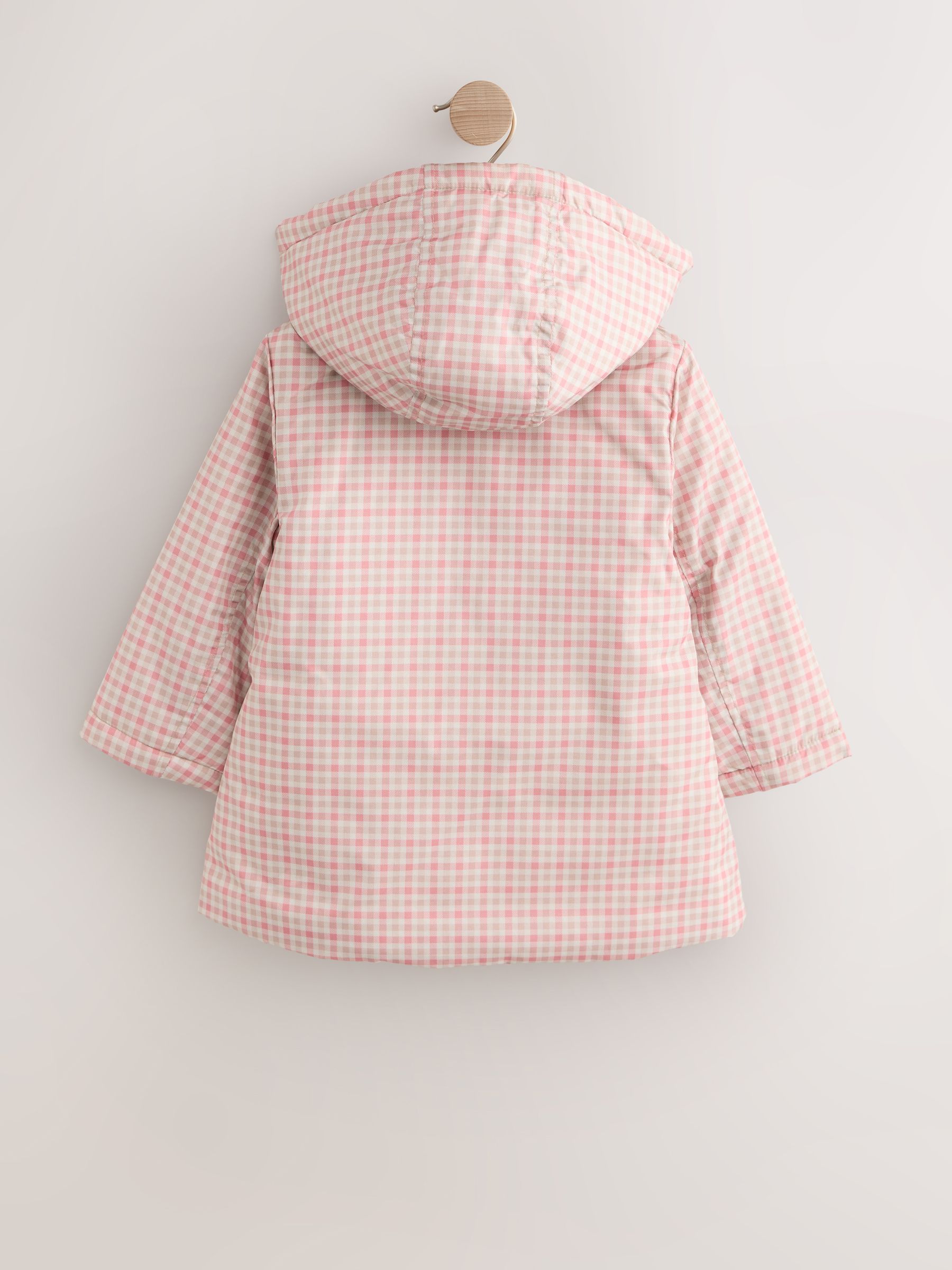 Roze geruit - Regenbestendige jas met rucheskraag (3 mnd - 7 jr)