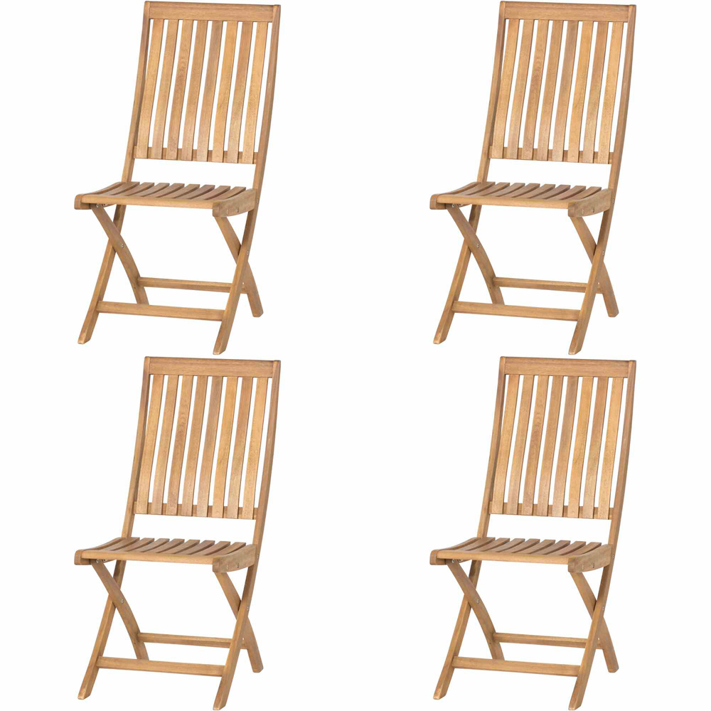 4-teiliges Set Klappstuhl Paleros - natur - Akazie massiv