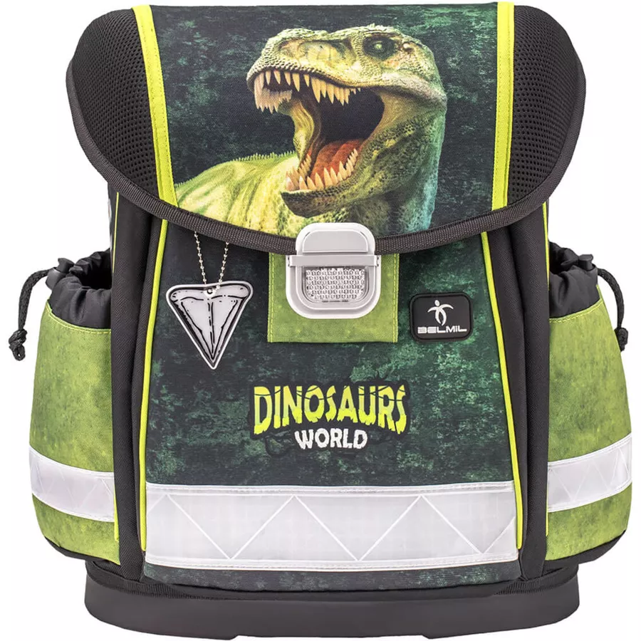 Belmil Schulranzen Classy Schulranzen Set 5-teilig mit Brustgurt Dinosaur World 2