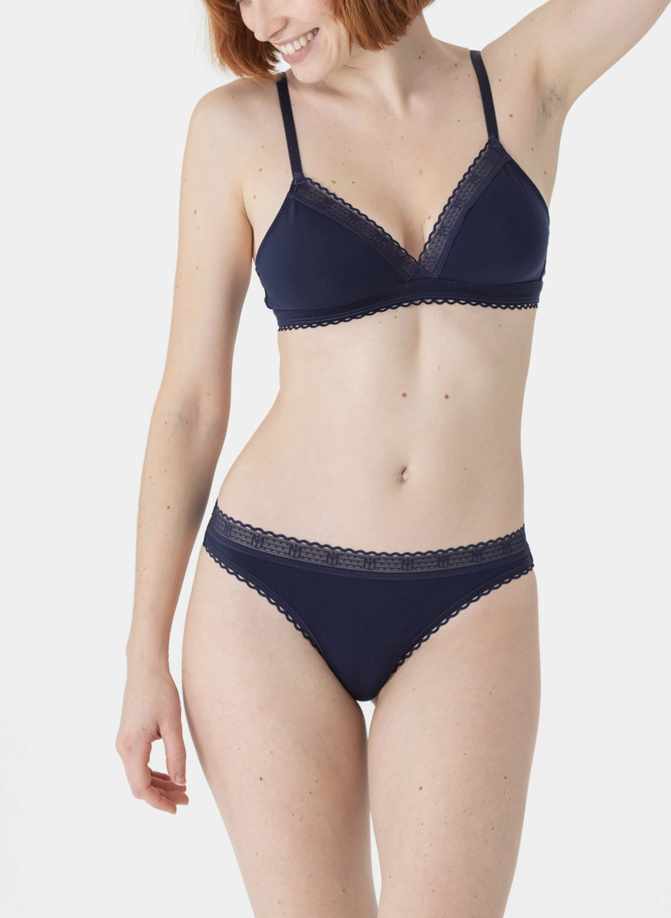 LA PETITE LEJABY - Tanga à bords festonnés| Bleu