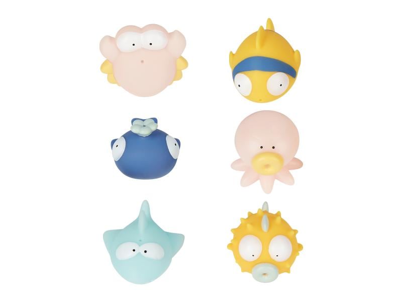 Badabulle Badespielzeug Rigolo Splash Spritzfiguren 6er Set Kleine Spritzfiguren für grossen Badespass