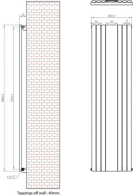 Eastbrook - Tunstall - Radiator - Antraciet - 50x180cm - 1056W