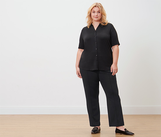 Blusenshirt mit Knopfleiste, schwarz