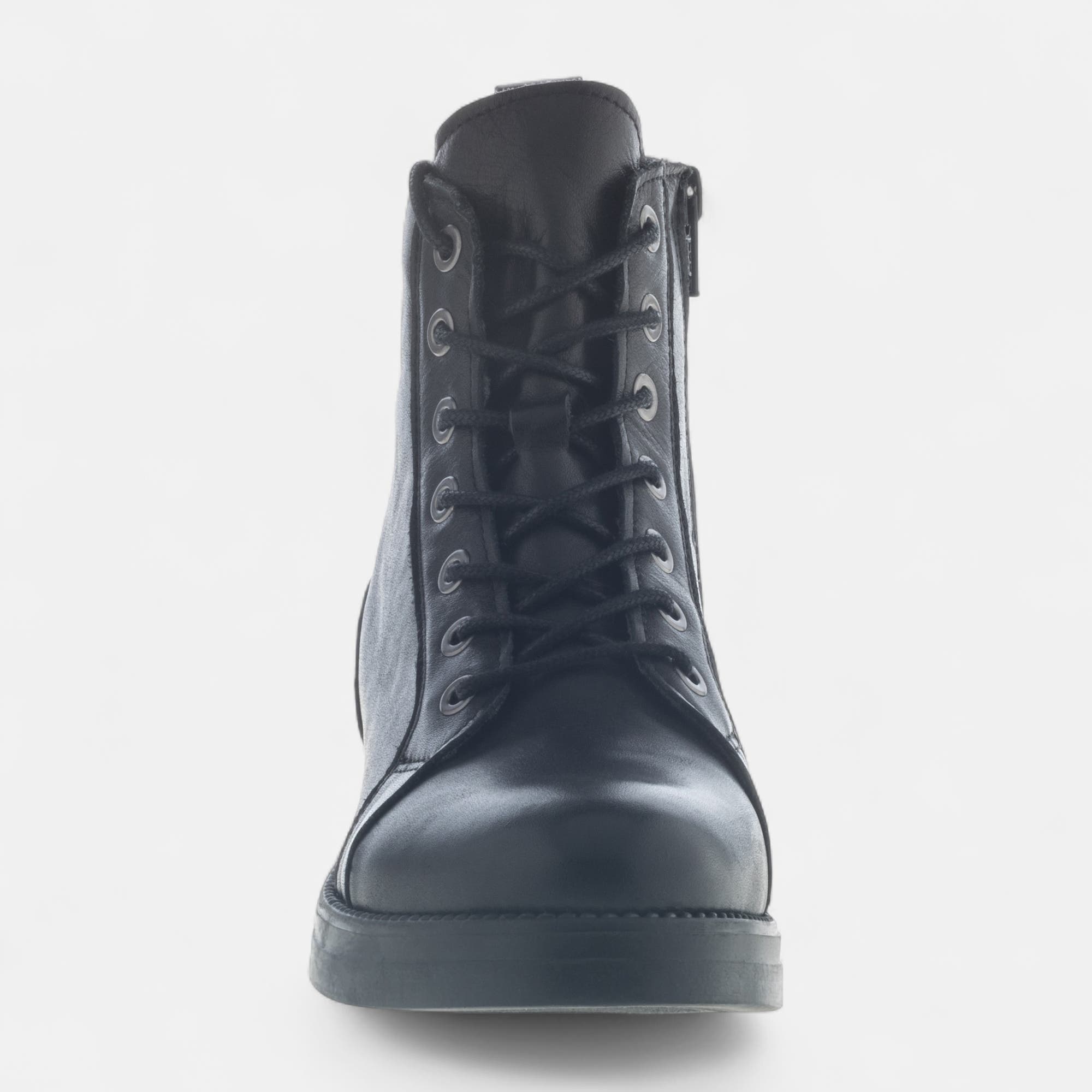 Bottines à lacets Femme en cuir noir
