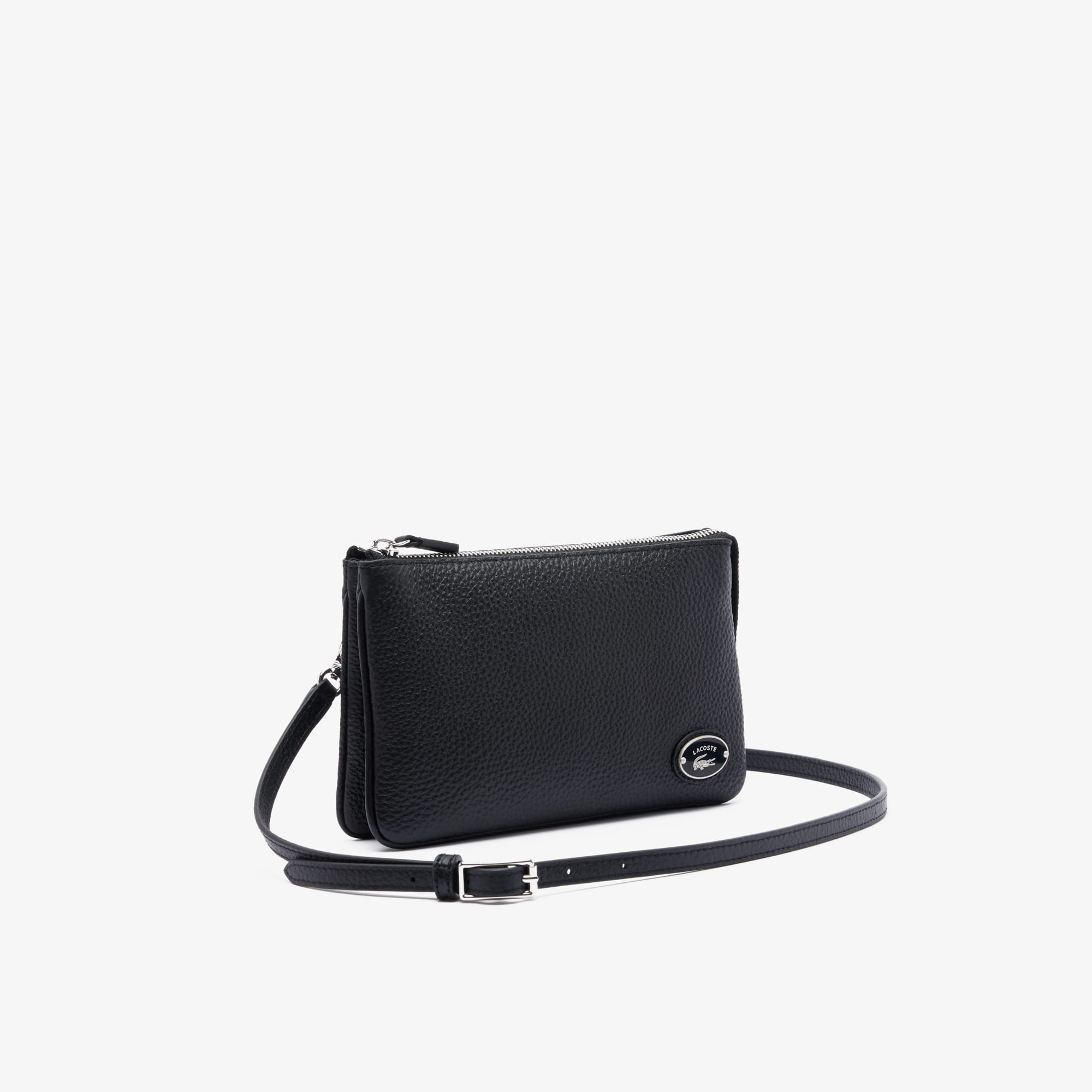 Pochette double Origin Croc en cuir Sacs à bandoulière - Noir - Lacoste - Femme