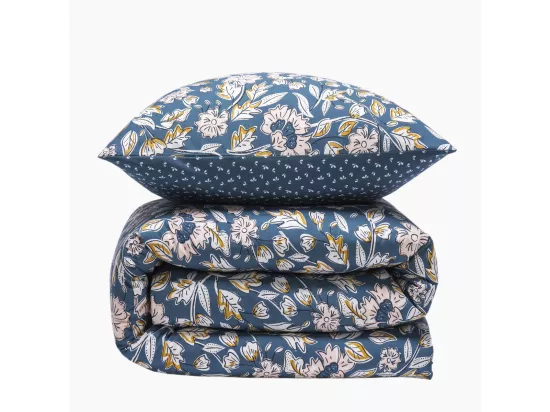 Parure de lit 2 personnes fleurie en percale 70 fils 260x240cm