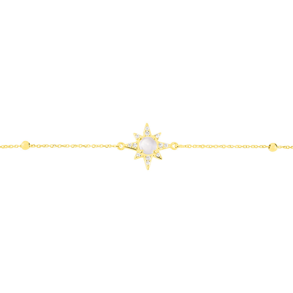 Bracelet Terry Or Jaune Calcedoine Et Oxyde De Zirconium