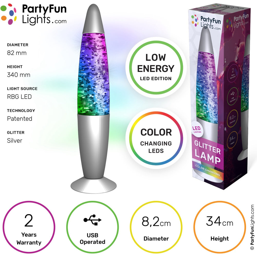 Køb Party Funlight Glitter Lampe - Multifarvet H: 34cm