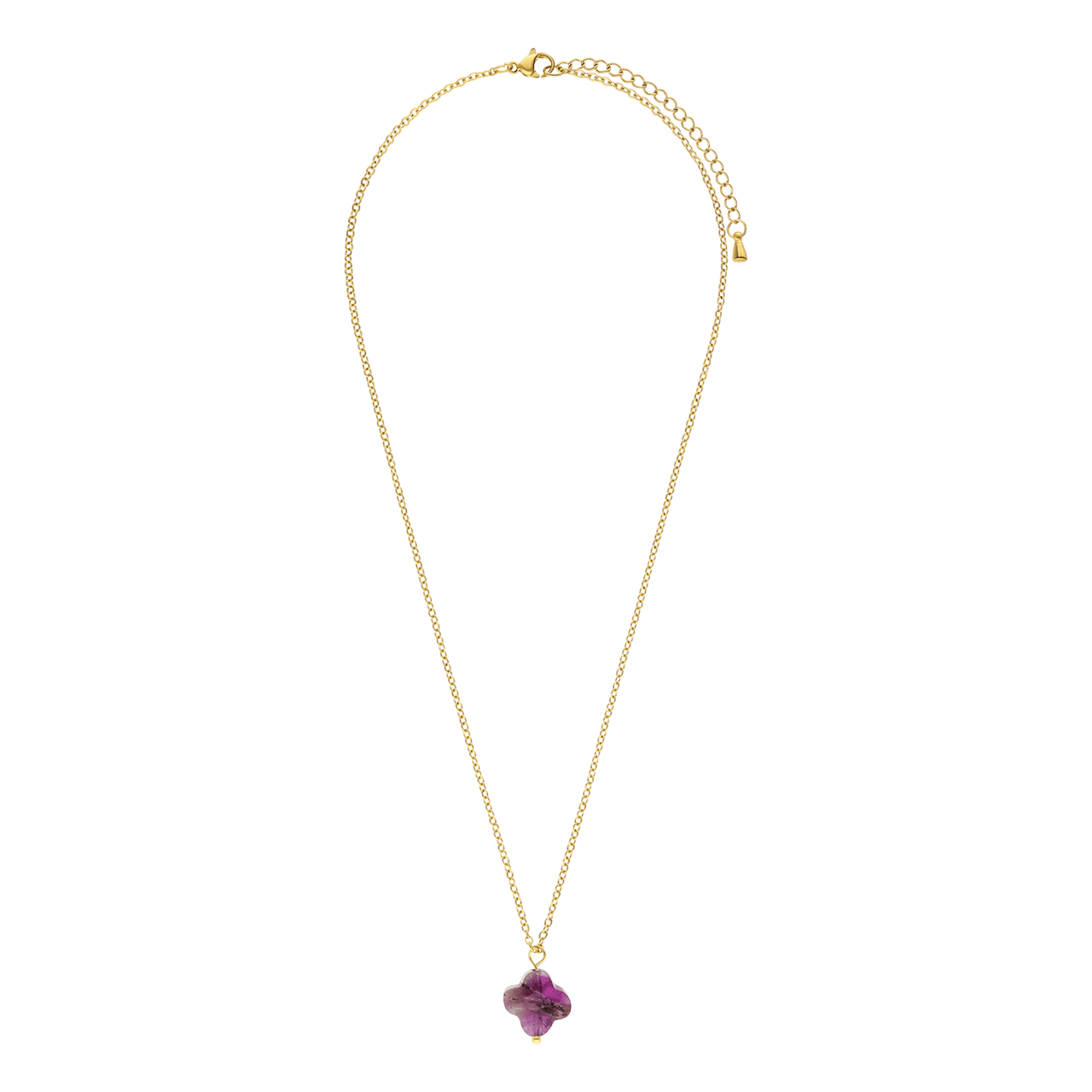 Stalen goldplated ketting met amethist