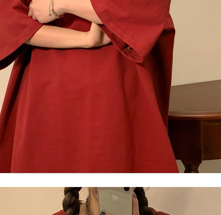 Juku Girls - Oversized effen T-shirt met elleboogmouwen