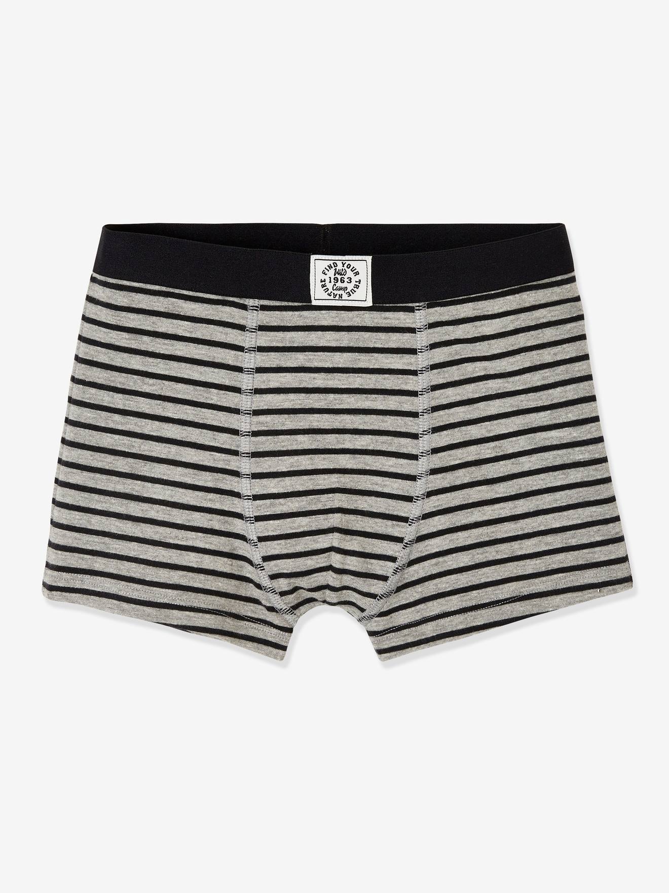 Pacote com 5 cuecas boxer cinza claro mesclado para meninos
