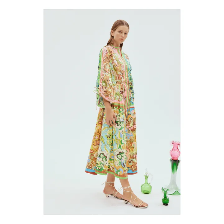 Alémais Robe Ceinturée Dreamer Popeline de Coton Bio | Vert