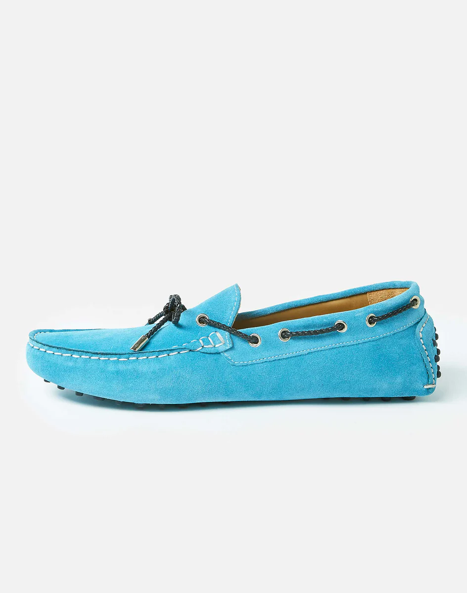 Mocassins en cuir turquoise