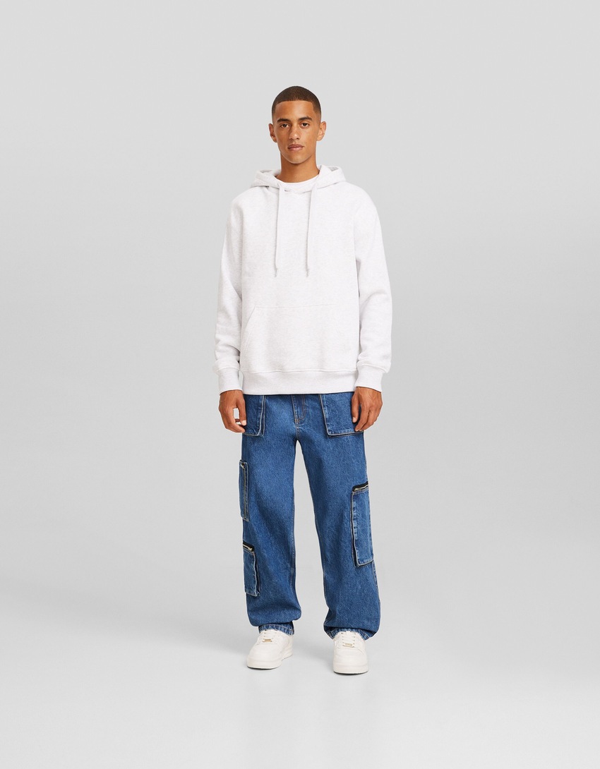 Calça cargo folgada com zíper