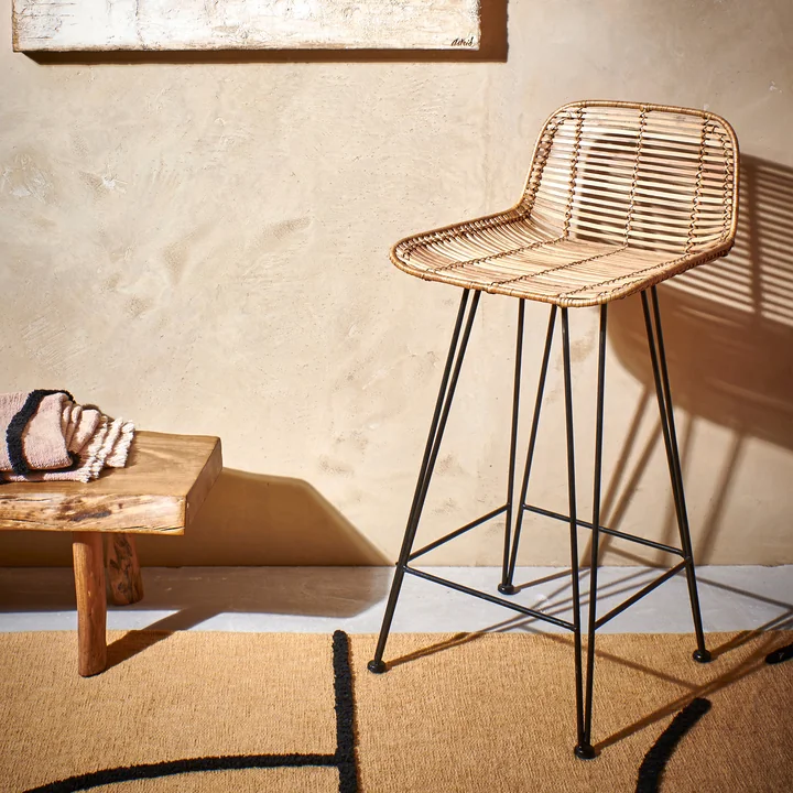 HKliving - Rattan Barstuhl, natur